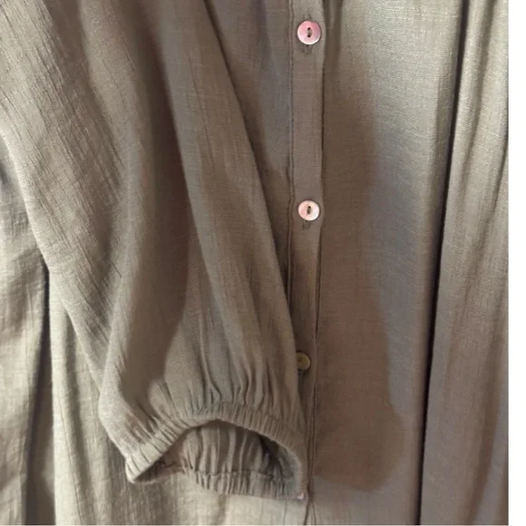 Nanette Lepore Green Puff Sleeve Blouse with Mandarin Collar Womens XL Prairie - Picture 6 of 8